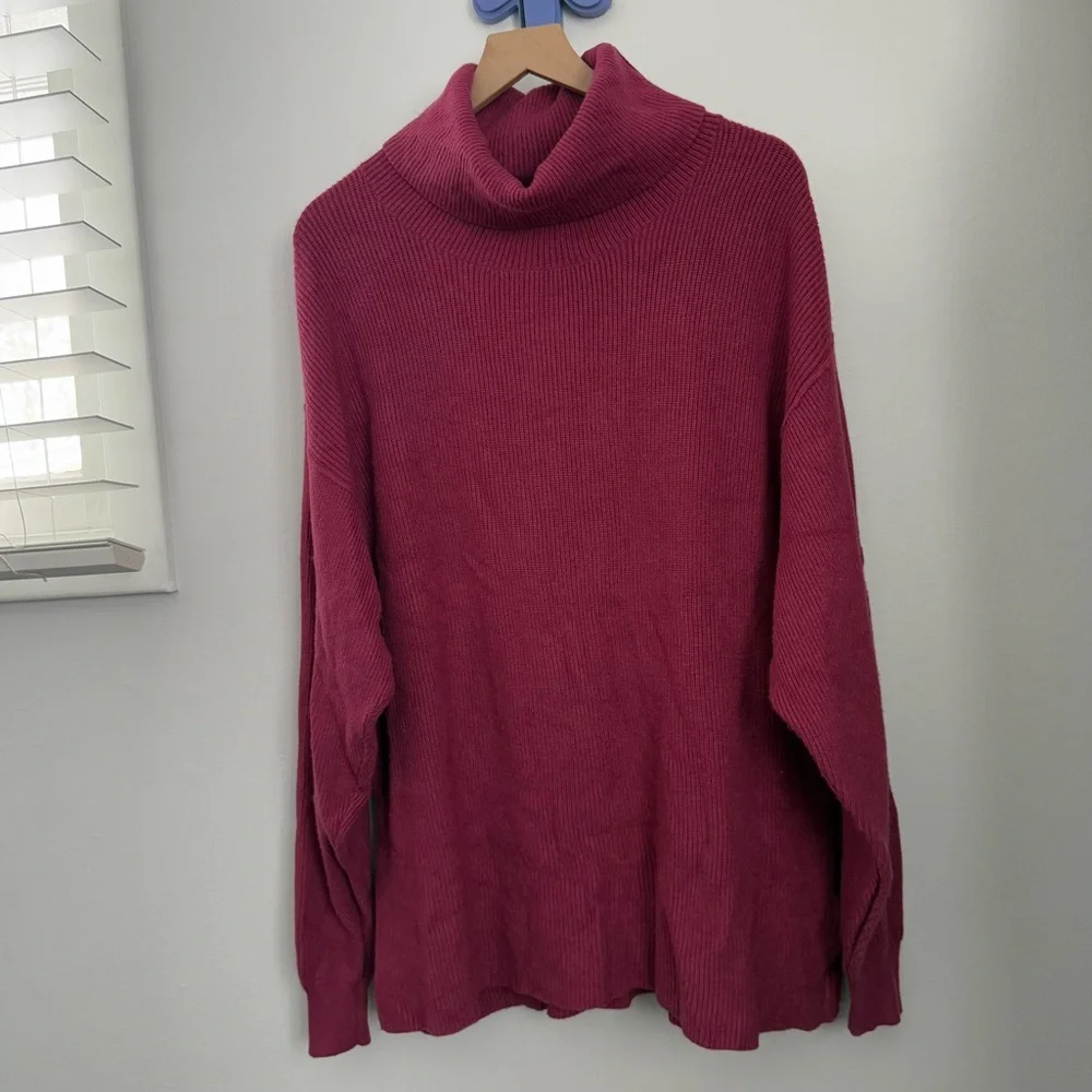 Free People Small Softly Structured Knit‎ Tunic Sweater Berry Oversized Preppy